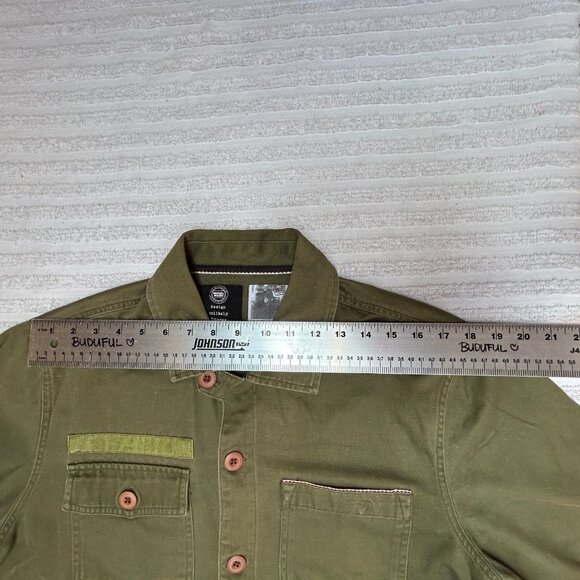 Analog Design Unlikely Futures Mens Medium Button Front Shirt Long Sleeve Green - Picture 3 of 8